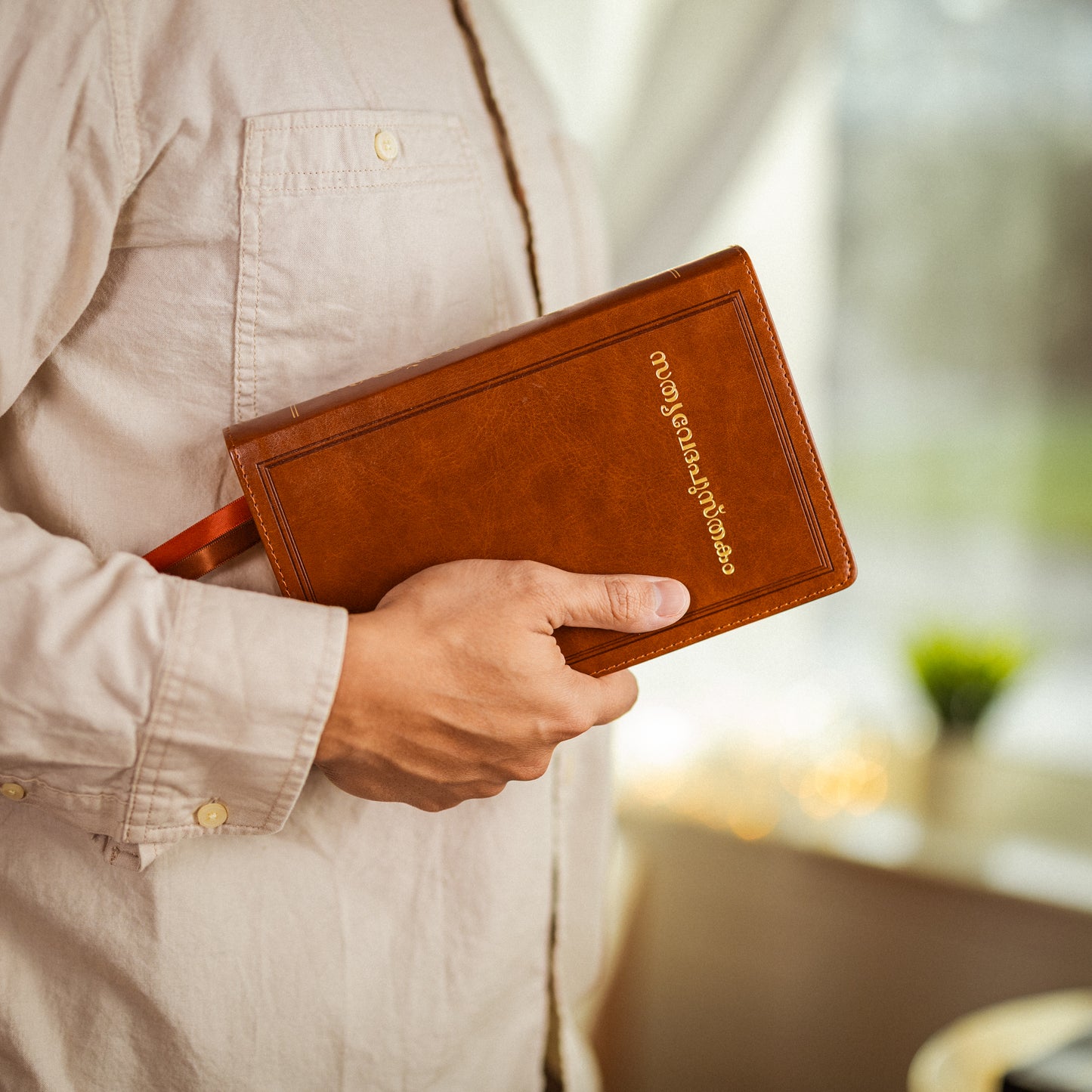 Large Font Malayalam Bible - Brown